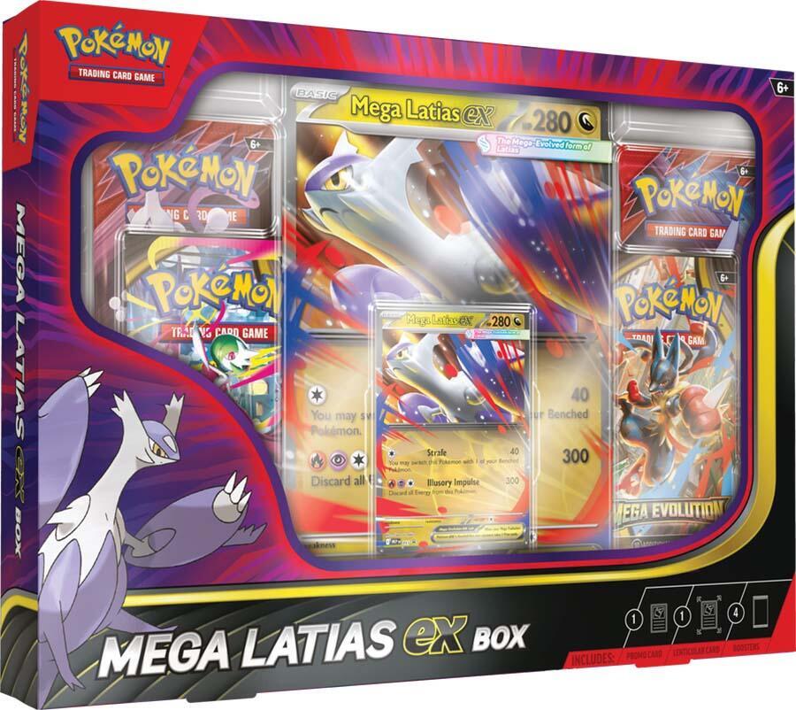 Picture shows a Mega Latias Ex Box With 4 Booster Packs
