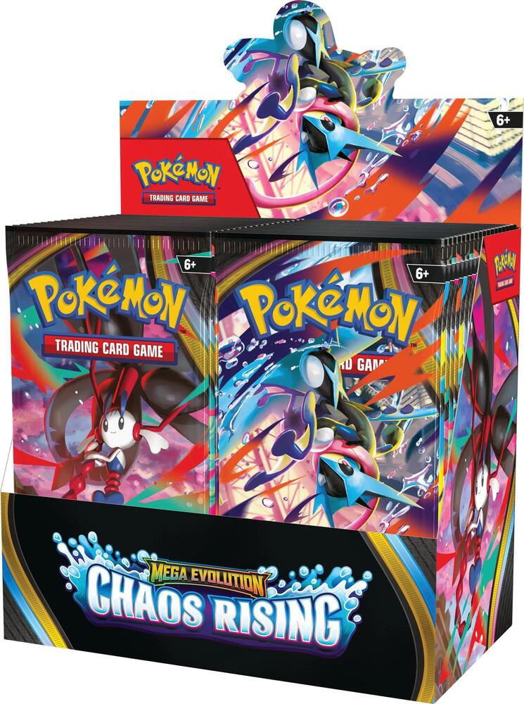 Pokémon trading card game packaging with colorful design and character illustration feature mega greninja blue and red