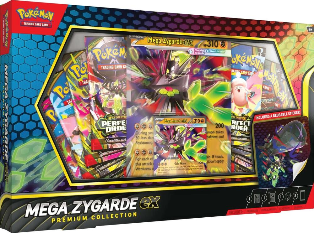 Mega Zygarde Premium Collection featuring zygarde and perfect order booster packs