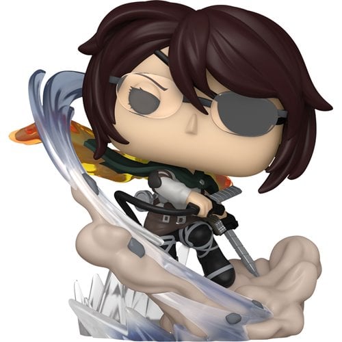 Funko Pop! vinyl figure of a character hange from attack on titan with a sword on a white background