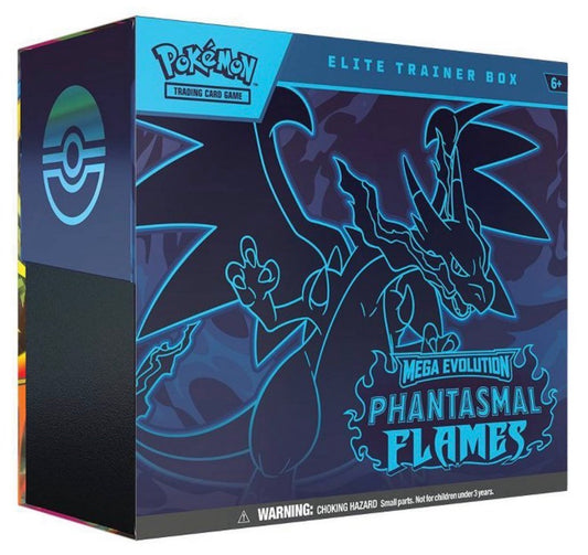 Pokémon Trading Card Game Elite Trainer Box packaging with Blue Charizard Mega Evolution design