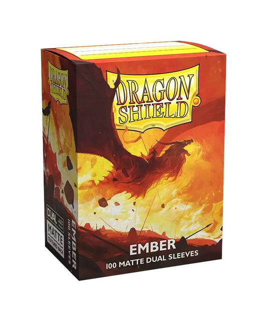 1 carton of 100ct Ember Matte dual dragon shield sleeves. 