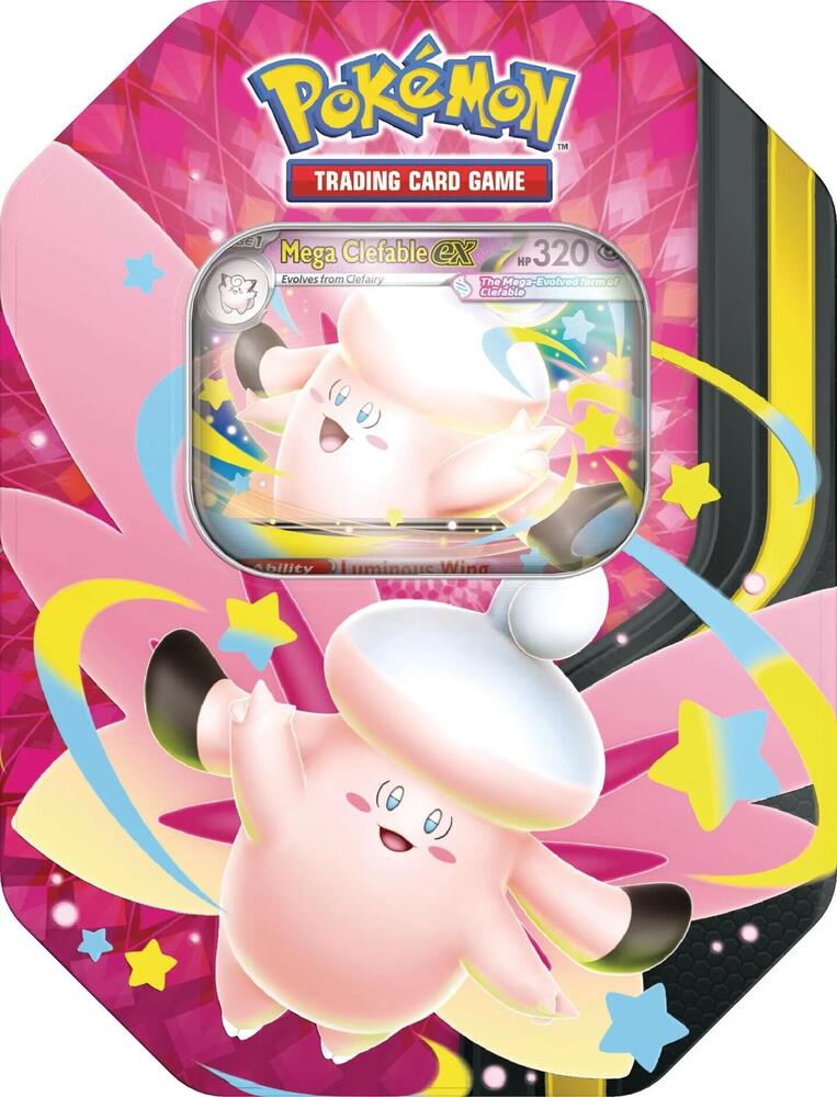 Moonlit tin featuring pink mega clefable