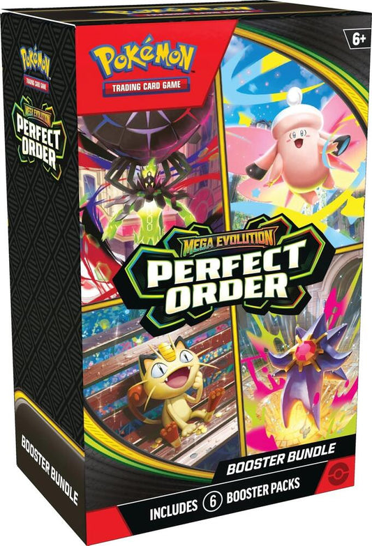 Pokémon Trading Card Game Mega Evolution Perfect Order booster bundle packaging.